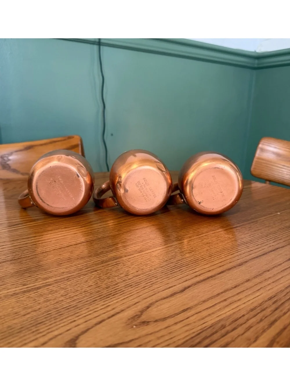 Vintage solid copper Moscow mule mugs - set of three (3)